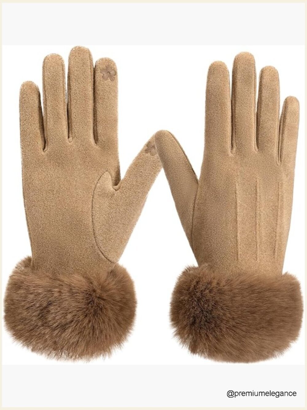 Winter Gloves with Faux Fur Cuff Touchscreen Thermal Knit Lining for Cold